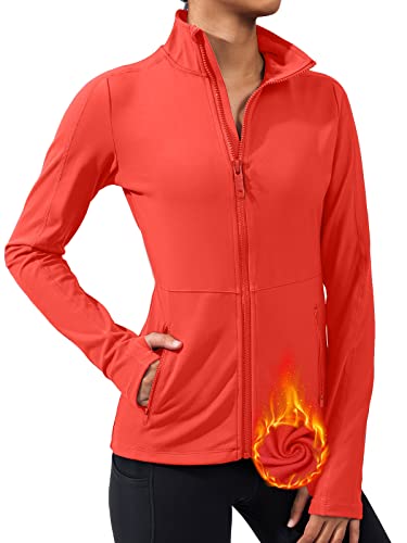 VUTRU Damen Fleece Jack Laufjacke, warm für das tägliche Training, Fitness, Laufen, Yoga Granatapfel rot XS von VUTRU