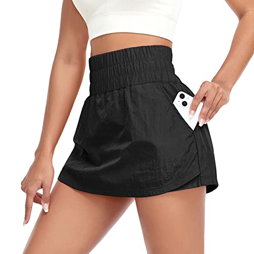VUTRU Damen High Waist Tenniskleid Golf Mini Tennisröcke Sommer Sport Running Shorts Front Skirts Back Hosen schwarz XL von VUTRU