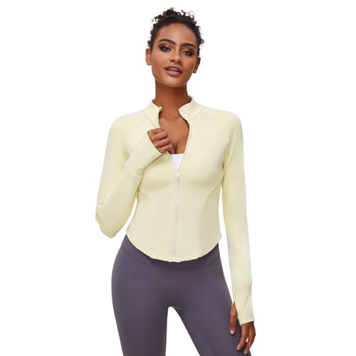 VUTRU Damen Laufjacke Sportjacke Atmungsaktive Hoher Kragen Sportjacke Running-Jacken Trainingsjacke mit Daumenloch von VUTRU