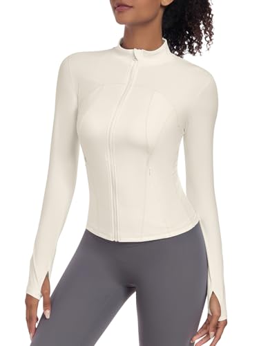 VUTRU Damen Leichte Laufjacke - Stilvolle Sportbekleidung für Damen, Atmungsaktive Sportjacke Mit Daumenlöchern und Reißverschlusstaschen Braun XXL von VUTRU