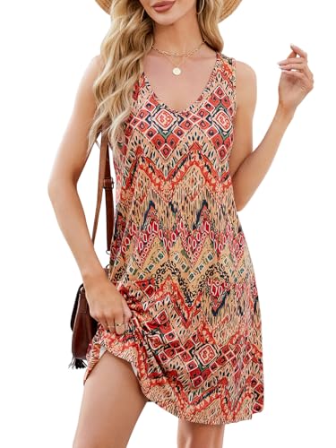 VUTRU Sommerkleid Damen Ärmellose V-Ausschnitt mit Taschen Dresses for Women Damen Kleid Freizeitkleider von VUTRU