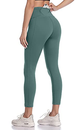 VUTRU Sport Leggings Damen 7/8 Yogahose Sportleggins für Damen High Waist Sporthose mit Taschen Grün XL von VUTRU