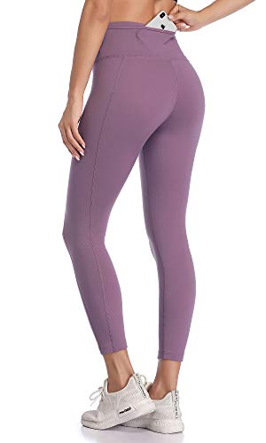 VUTRU Sport Leggings Damen 7/8 Yogahose Sportleggins für Damen High Waist Sporthose mit Taschen Violett XL von VUTRU