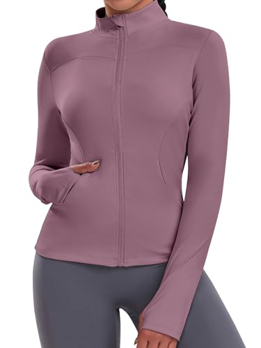 VUTRU Sportjacke Damen Leicht Sportjacke Enge Laufjacke Mit Reißverschluss und Daumenlöchern für Laufen Yoga Fitness von VUTRU