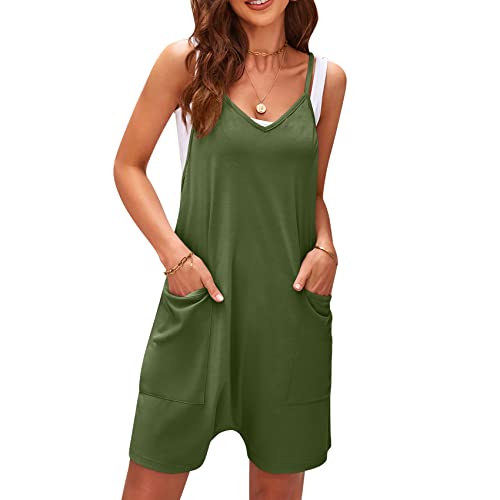 VUTRU Stylische Loose Fit Overalls - Trendige Damen Sommer Jumpsuits mit Spaghetti Strap, Pockets und vielseitigem, praktischem Design Grün XXL VUTRU Stylische Loose Fit Overalls - Trendige Damen Sommer Jumpsuits mit Spaghetti Strap, Pockets und vielseitigem, praktischem Design Grün XXL von VUTRU