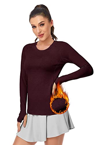 VUTRU Women's Running Fleece Shirt Long Sleeve Sports Shirt Quick Dry Fitness Yoga Top with Thumbhole ROT XS von VUTRU