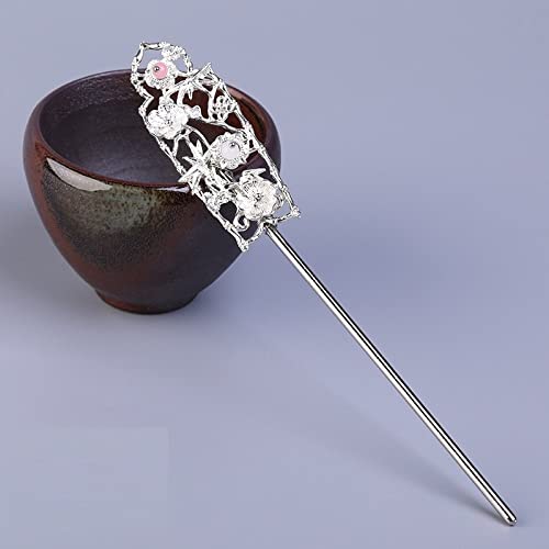 Haarstäbchen,Chinesische Haarstäbchen, 2 Stück Haarstäbchen for Dutts, silberne Blumen-Haarstäbchen, elegante Haarnadeln, traditionelle klassische Essstäbchen, Haarschmuck for Frauen von VUcica