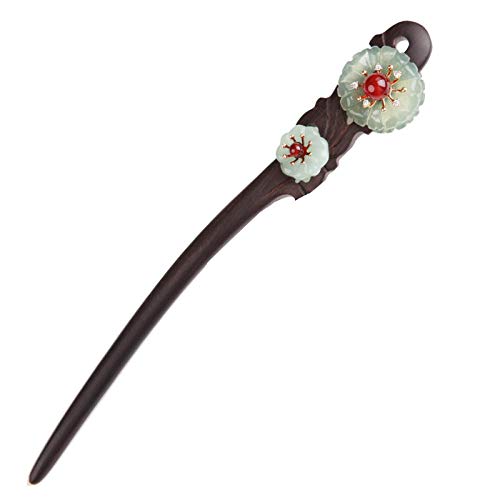 Haarstäbchen,Chinesische Haarstäbchen, Jade-Blumen-Haar-Essstäbchen, elegante Haarnadeln, chinesische klassische Ebenholz-Essstäbchen for Frauen, Haar-Accessoires von VUcica