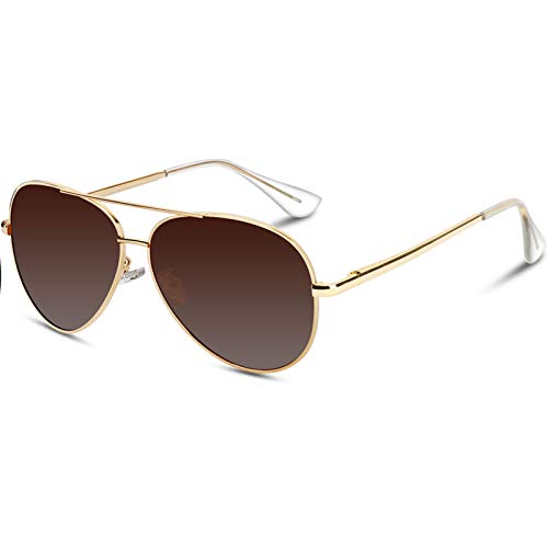 VVA Sonnenbrille Herren Damen Polarisiert Sonnenbrille Herren Metallrahmen Fahrerbrille Unisex UV400 Schutz durch V101(Braun/Gold)… von VVA