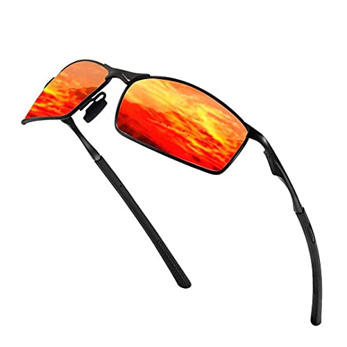 VVA Sport Polarisiert Sonnenbrille Herren - Herren Damen Sonnenbrille für Outdoor Fahren Radfahren 100% UV Schutz V108（Orange/Schwarz） von VVA