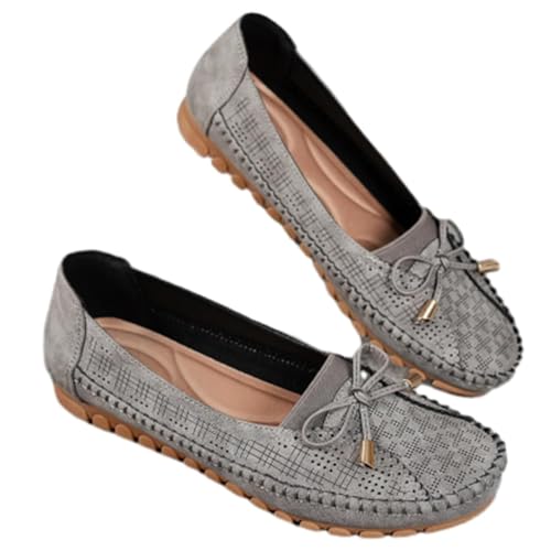 Curvahouse Orthopädische Schuhe, elegante Slip-On-Sandalen mit Schleifenknoten, runde Zehenpartie, leicht, rutschfest, atmungsaktiv, grau, 39 EU von VVAULT
