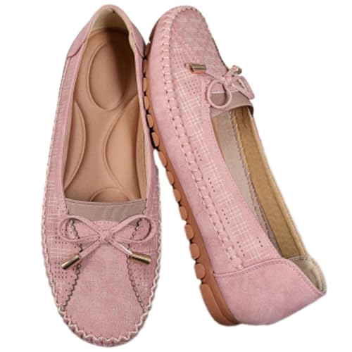 Curvahouse Orthopädische Schuhe, elegante Slip-On-Sandalen mit Schleifenknoten, runde Zehenpartie, leicht, rutschfest, atmungsaktiv, rose, 37.5 EU von VVAULT