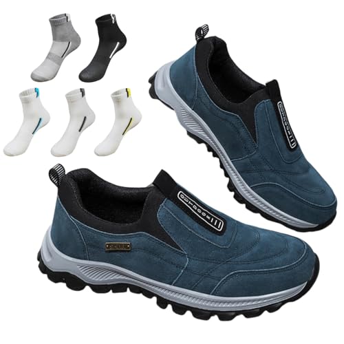 Orthopädische Schuhe Herren Slip On Walkingschuhe mit Fußgewölbeunterstützung Leichte Outdoorschuhe Wandern Arbeit Turnschuhe Schuhe, dunkelblau, 43.5 EU von VVAULT