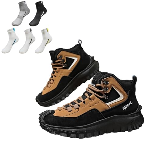 VVAULT Cushygait Stiefel Herren Outdoor Wanderstiefel Wasserdicht Wide Toe Outdoor Lederschuhe Orthopädische Schuhe für Männer, Schwarz , 45 1/3 EU von VVAULT