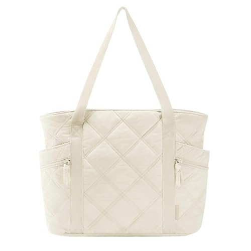 VVAULT Damen Handtasche Tote Bag Faltbare Handtasche Travel Essentials Gesteppte Krankenschwester Tasche Damen Handgepäcktasche für Reisen Gym Arbeit Schule, beige, 1 VVAULT Damen Handtasche Tote Bag Faltbare Handtasche Travel Essentials Gesteppte Krankenschwester Tasche Damen Handgepäcktasche für Reisen Gym Arbeit Schule, beige, 1 von VVAULT