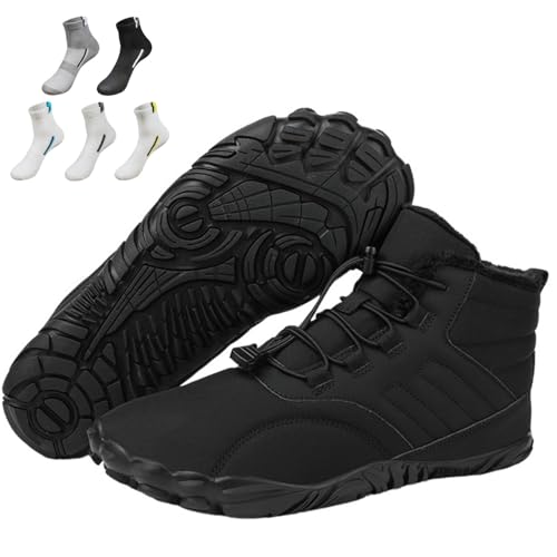 Winter Barfußschuhe Wasserdicht Hoch Warm und Rutschfest Stiefel Leicht Atmungsaktiv Barfuß Turnschuhe Unisex, Schwarz , 42 1/3 EU von VVAULT