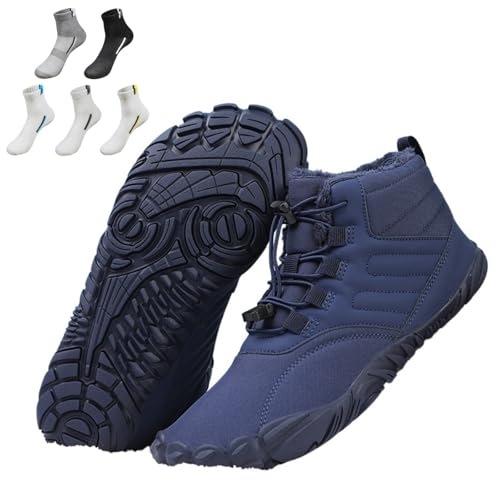 Winter Barfußschuhe Wasserdicht Hoch Warm und Rutschfest Stiefel Leicht Atmungsaktiv Barfuß Turnschuhe Unisex, blau, 38 2/3 EU von VVAULT
