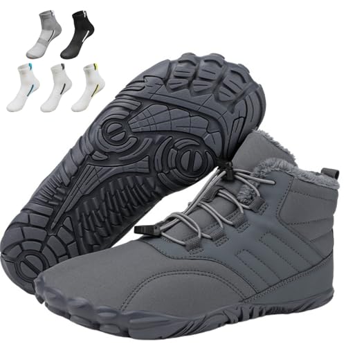 Winter Barfußschuhe Wasserdicht Hoch Warm und Rutschfest Stiefel Leicht Atmungsaktiv Barfuß Turnschuhe Unisex, grau, 37 1/3 EU von VVAULT
