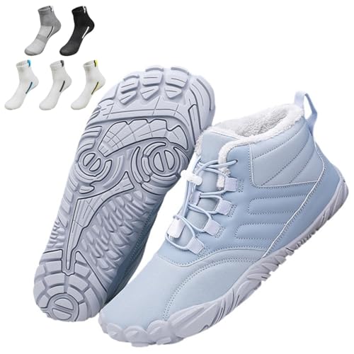 Winter Barfußschuhe Wasserdicht Hoch Warm und Rutschfest Stiefel Leicht Atmungsaktiv Barfuß Turnschuhe Unisex, hellblau, 45 EU von VVAULT
