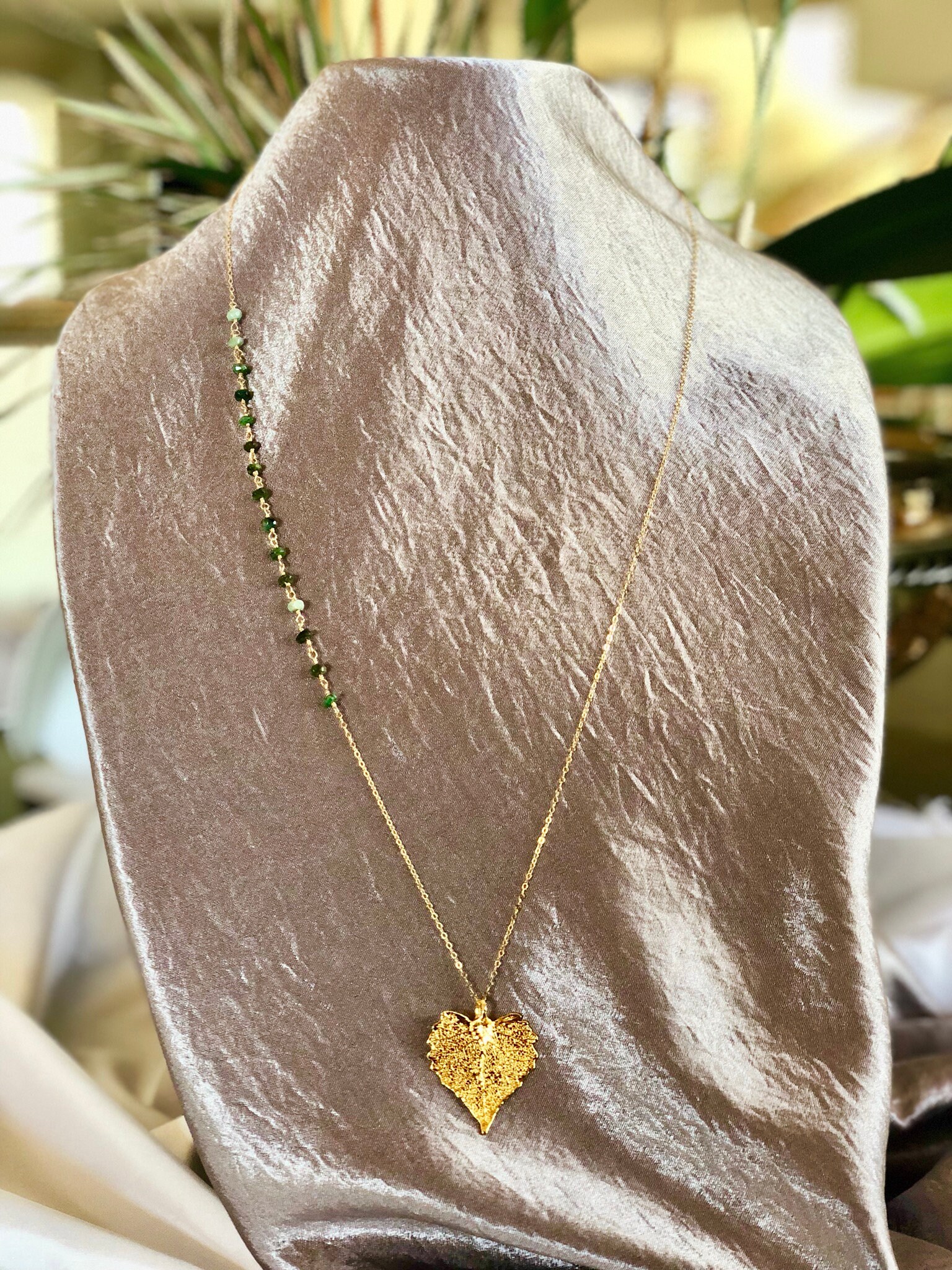 Lange Smaragd Edelstein Kette von VVDesignsStore