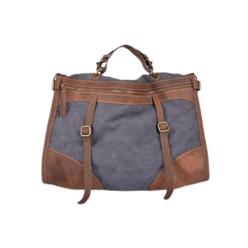 Vintage Retro Militär Canvas + Leder Herren Reisetaschen Gepäcktaschen Herren Wochenendtasche Übernachtung Duffle Bags Tote Freizeit (Farbe: A) Kleines Geschenk, B von VVHUDA