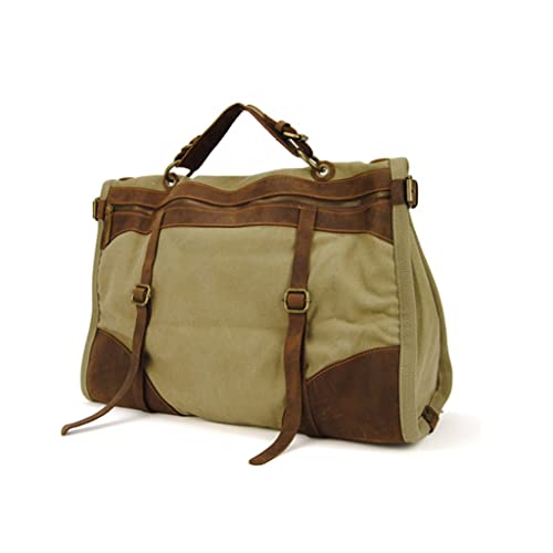 Vintage Retro Militär Canvas + Leder Herren Reisetaschen Gepäcktaschen Herren Wochenendtasche Übernachtung Duffle Bags Tote Freizeit (Farbe: A) Kleines Geschenk, D von VVHUDA