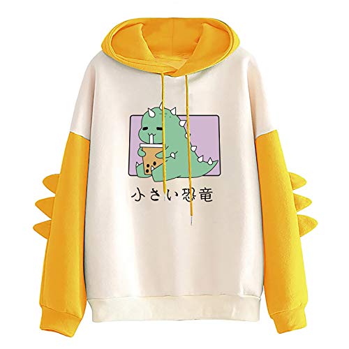 VVIA Damen Teenager Mädchen Kawaii Dino Hoodie Pullover mit Kapuze Dinosaurier Kapuzenpullover Sweatshirt Langarmshirt Oberteile Top ohne Taschen von VVIA