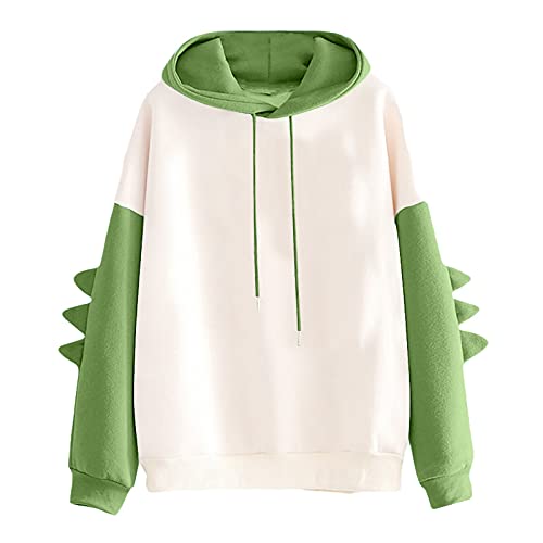 VVIA Damen Teenager Mädchen Kawaii Dino Hoodie Pullover mit Kapuze Dinosaurier Kapuzenpullover Sweatshirt Langarmshirt Oberteile Top ohne Taschen von VVIA