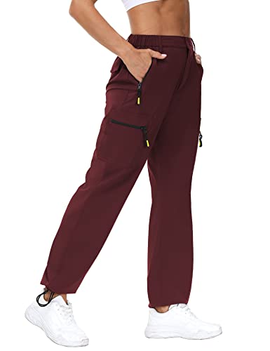 VVK Damen-Cargohose, leicht, schnell trocknend, Outdoor-Hose, Camping, Klettern, Golf, Reißverschlusstaschen, weinrot, Mittel VVK Damen-Cargohose, leicht, schnell trocknend, Outdoor-Hose, Camping, Klettern, Golf, Reißverschlusstaschen, weinrot, Mittel von VVK
