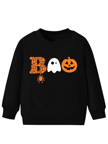 VVNTY Halloween Pullover Kinder Spooky Kürbis Pulli Baby Halloween Geist Graphic Sweatershirt (Black2,150) von VVNTY