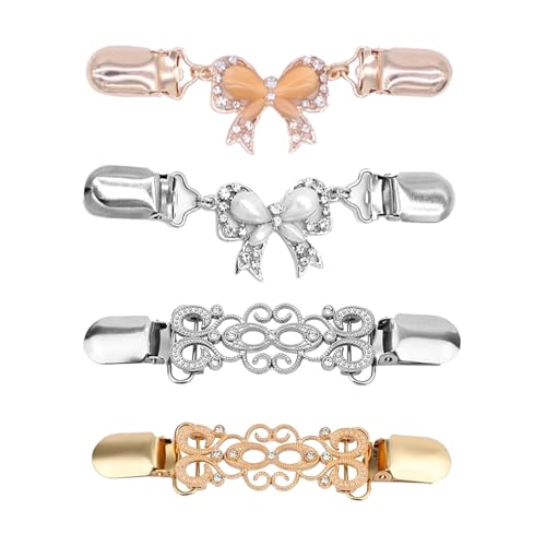 4 Stück Cardigan Clip, Waist Clip für Damenkleidung Pullover Clip Strickjacke Clip Hemdclips Stilvoll Broschenclips Schalverschlüsse Kleiderclips für Damen von VVQWCY