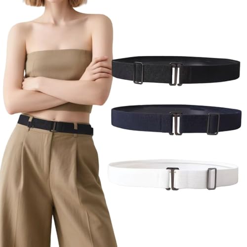 VVQWCY 3 Stück Unsichtbarer Gürtel Elastischer, Elastischer Damengürtel Unsichtba Modischer Retro Damengürtel für Jeans Hosen Kleider (3PCS) von VVQWCY