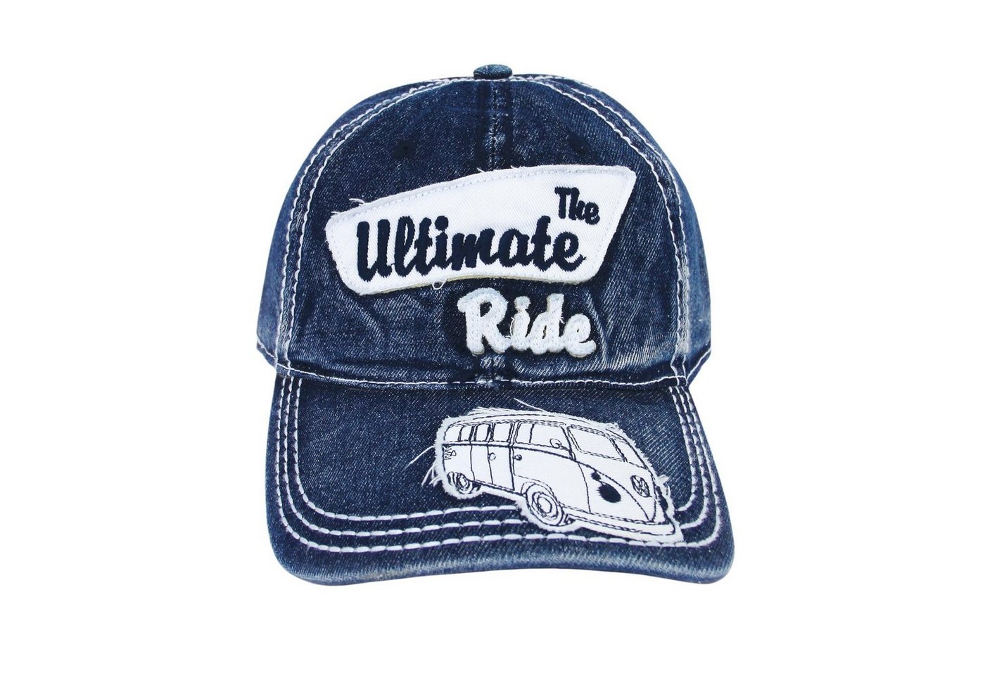 VW Collection by BRISA Baseball Cap Volkswagen Kappe mit VW Bulli T1 Motiv blaue Kopfbedeckung "The Ultimate Ride" von VW Collection by BRISA