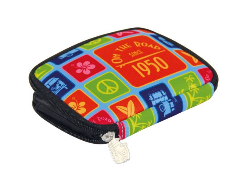 VW Collection by BRISA Geldbörse Volkswagen Neopren Portemonnaie, Wallet, Stylischer Geldbeutel im bunten T1 Bulli Bus Design, 16x11,5x2,5 cm von VW Collection by BRISA