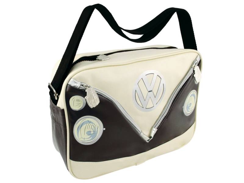 VW Collection by BRISA Schultertasche Volkswagen Umhängetasche, im VW T1 Bulli Design, Freizeittasche mit coolen Reißverschlüssen von VW Collection by BRISA