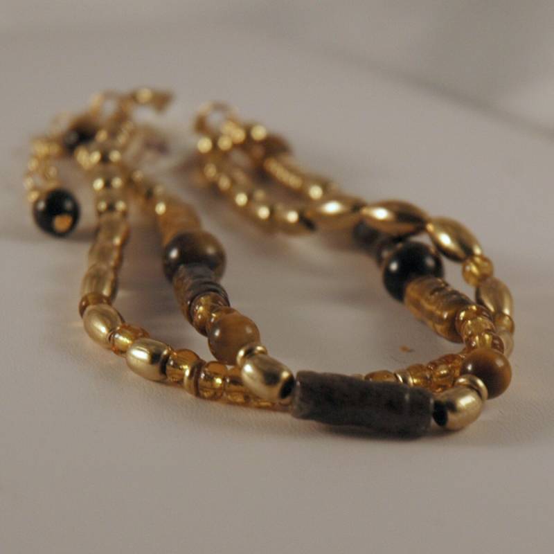 Tigerauge Fußkettchen Mit Messing Heshi Perlen von VWayne