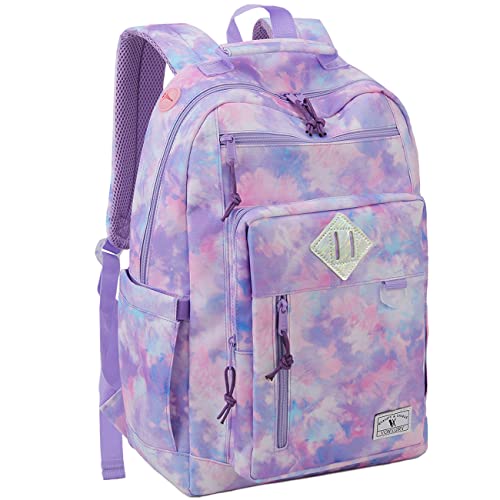 Rucksack für Männer und Frauen, Vonxury Wasserfeste 15,6-Zoll-Laptop-Büchertasche für Schule, Arbeit, Reisen (Hellviolett) von VX VONXURY