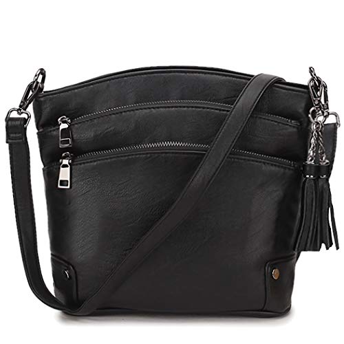 Umhängetasche Damen, Schultertasche aus Kunstleder mit Quaste für Mädchen mit 2 abnehmbaren Riemen VONXURY von VX VONXURY