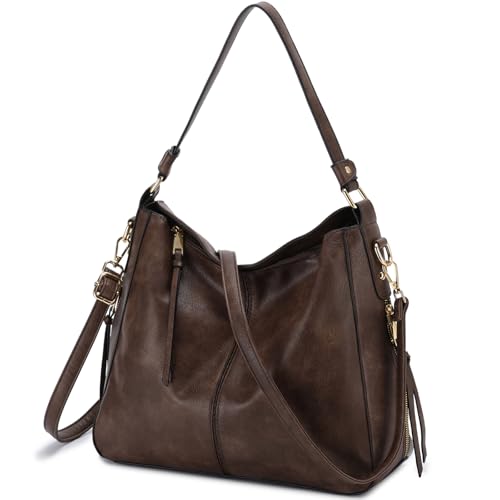 VX VONXURY Handtaschen Damen, Vegan Leder Schultertasche Mittelgroß Hobo Taschen Shopper Geldbörse von VX VONXURY