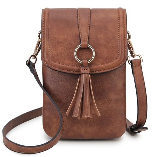 VX VONXURY Handy Umhängetasche Damen Klein, PuＬeder Handytasche mit Reißverschluss, Crossbody Bag Geldbörse zum Umhängen von VX VONXURY