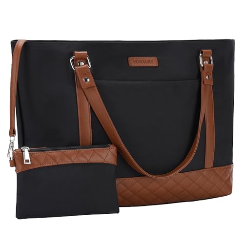 VX VONXURY Laptop Handtasche Damen Laptoptasche,15,6 Zoll Arbeitstasche Shopper Umhängetasche Lehrer Reisetasche mit kleinem Beutel von VX VONXURY