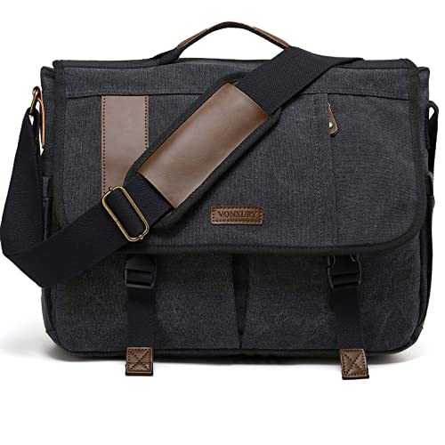 VX VONXURY Umhängetasche Herren & Damen, Canvas Messenger Bag 17 Zoll Laptop Crossbody Tasche für Arbeiten Schule Geschäft von VX VONXURY