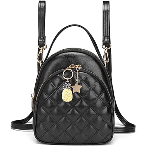 VX VONXURY Rucksack Damen Klein, Mini Rucksack Elegant, Pu Leder 2 in 1 Reiserucksack mit Abnehmbarem Riemen für Reisen Arbeit Freizeit Schule (Schwarz) von VX VONXURY