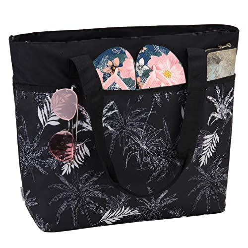 VX VONXURY Strandtasche für Frauen, große Reißverschluss Reise Urlaub Tote Bag Sanddichte trockene nasse Trennung Pool Handtaschen für Gym Shopping von VX VONXURY