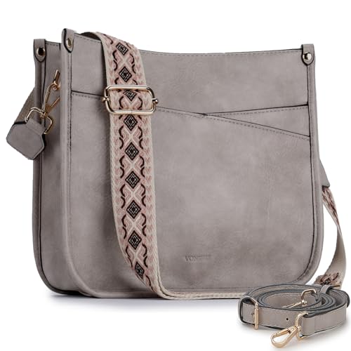 VX VONXURY Umhängetasche Damen, Elegant Crossbody Bag Klein Schultertasche Mittelgroß aus Vegan Leder Handtasche Beuteltasche mit 2 Verstellbaren Riemen von VX VONXURY