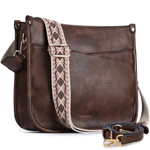 VX VONXURY Umhängetasche Damen, Elegant Crossbody Bag Klein Schultertasche Mittelgroß aus Vegan Leder Handtasche Beuteltasche mit 2 Verstellbaren Riemen von VX VONXURY