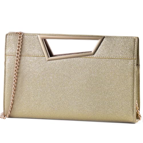 VX VONXURY Umhängetasche Damen Handtasche, Clutch Silber Klein Elegant Abendtasche Vegan Leder Kleine Geldbörsen für Hochzeit Party Abendessen von VX VONXURY