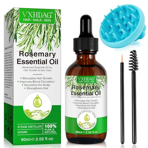 Rosmarinöl für das Haarwachstum 60ML - Premium Rosmarin ätherisches Öl für dünner werdendes trockenes beschädigtes Haar eingewachsene Nachwachsen Verlust Frauen Männer mit Silikon Scalp Massager Rosmarinöl für das Haarwachstum 60ML - Premium Rosmarin ätherisches Öl für dünner werdendes trockenes beschädigtes Haar eingewachsene Nachwachsen Verlust Frauen Männer mit Silikon Scalp Massager von VXHDAG