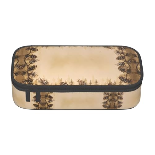 VXXNlnn Federmäppchen mit Baseball-Spitze, Nahaufnahme, Mehrzweck-Stift-Organizer, Schreibwarentasche, perfekt für Schule, Büro und Reisen, Rand aus Kiefernzapfen, Einheitsgröße, Schulranzen von VXXNlnn
