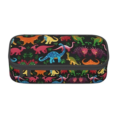 VXXNlnn Federmäppchen mit Belize-Flaggen-Druck, Mehrzweck-Stift-Organizer, Schreibwarentasche, perfekt für Schule, Büro und Reisen, Cartoon Dinosaurier, Einheitsgröße, Schulranzen von VXXNlnn